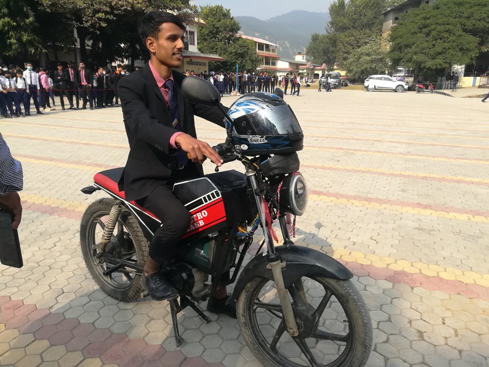 Nabin School felicitates E-bike Inventor Sagar Pokharel and relishes its achievement
